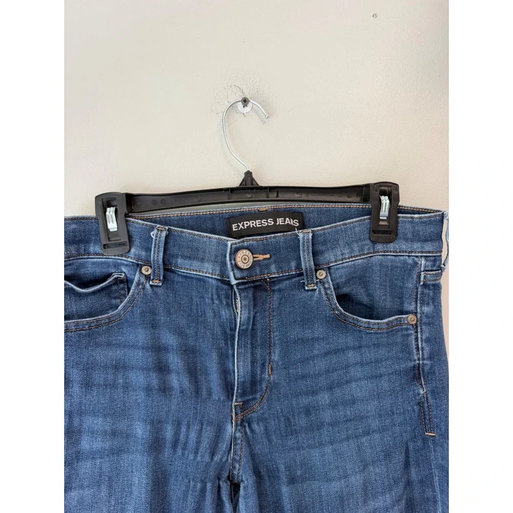 Express Barely Boot Mid Rise Jeans Medium Wash Blue Denim Women Size 8R